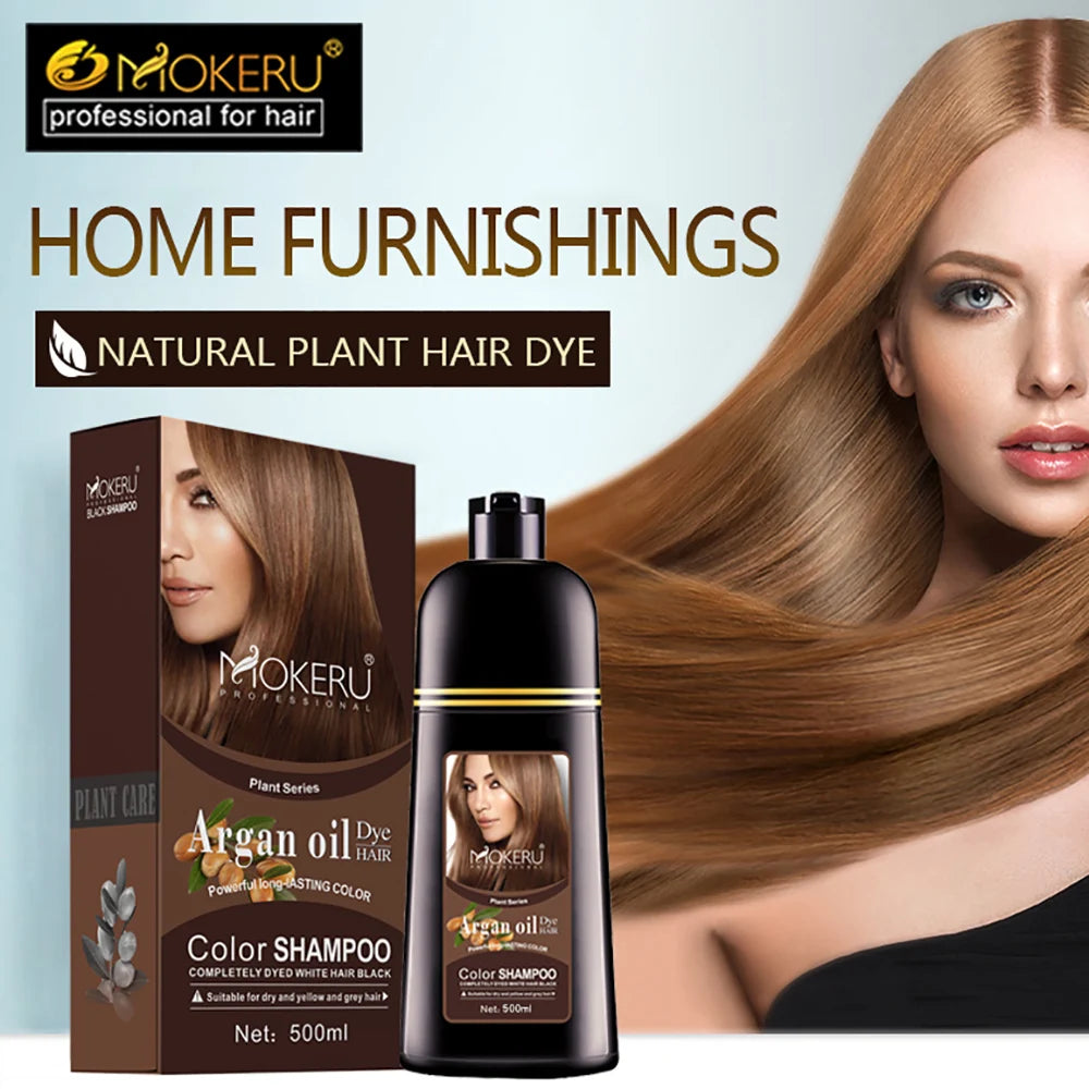 020-Mokeru 500ml Argan Oil Hair Dye Color Shampoo