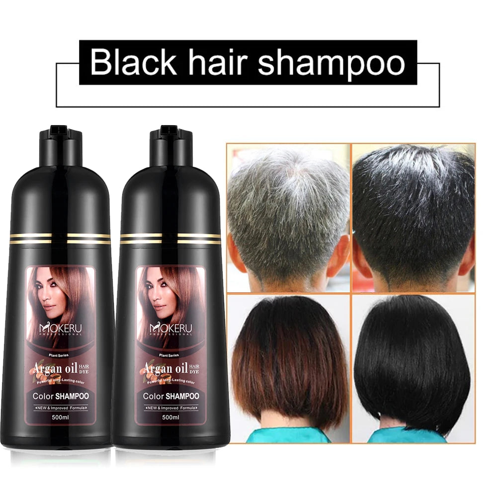 020-Mokeru 500ml Argan Oil Hair Dye Color Shampoo