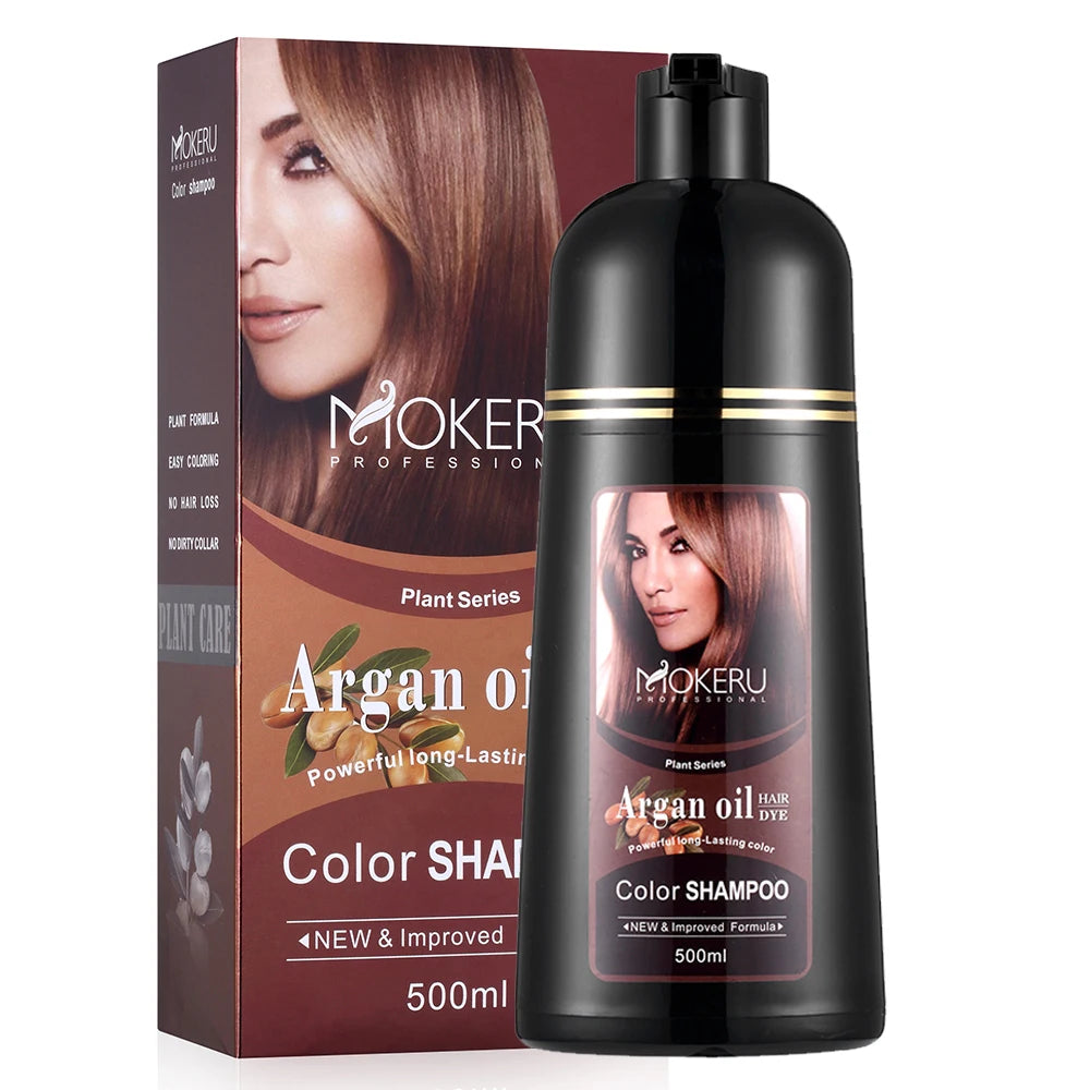 020-Mokeru 500ml Argan Oil Hair Dye Color Shampoo