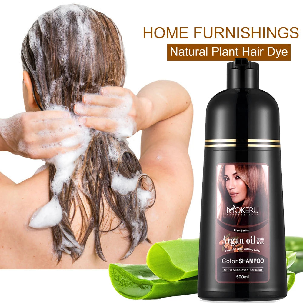 020-Mokeru 500ml Argan Oil Hair Dye Color Shampoo