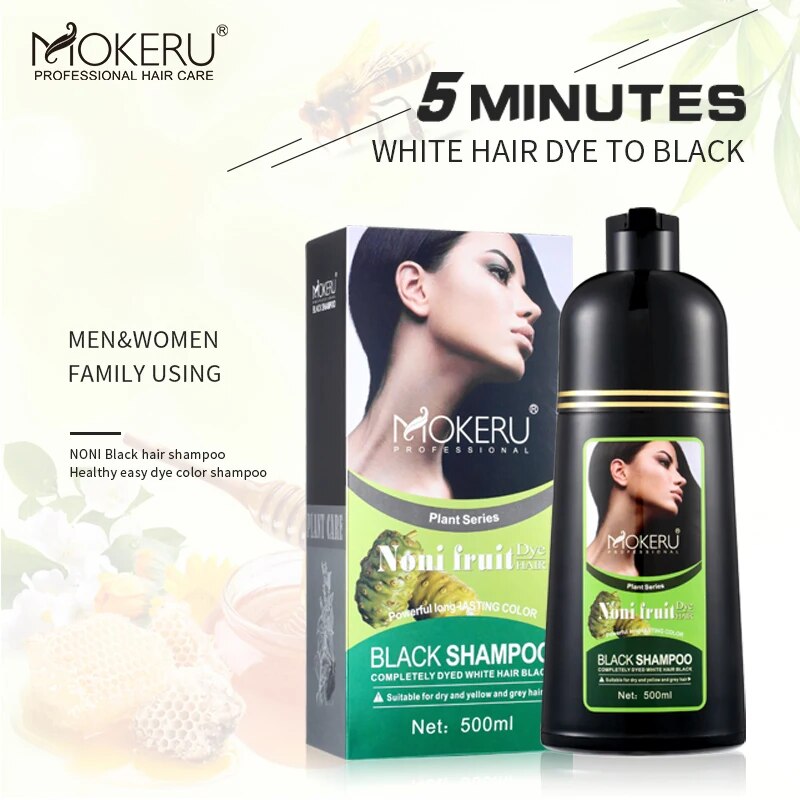 021-Mokeru Organic Natural Hair Color Dye Shampoo 500ml Bottle
