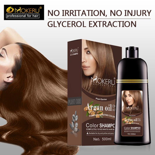 020-Mokeru 500ml Argan Oil Hair Dye Color Shampoo