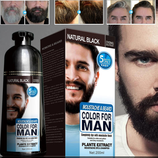 022-Natural Long Lasting 200ml Permanent Hair & Beard Dye Shampoo For Men