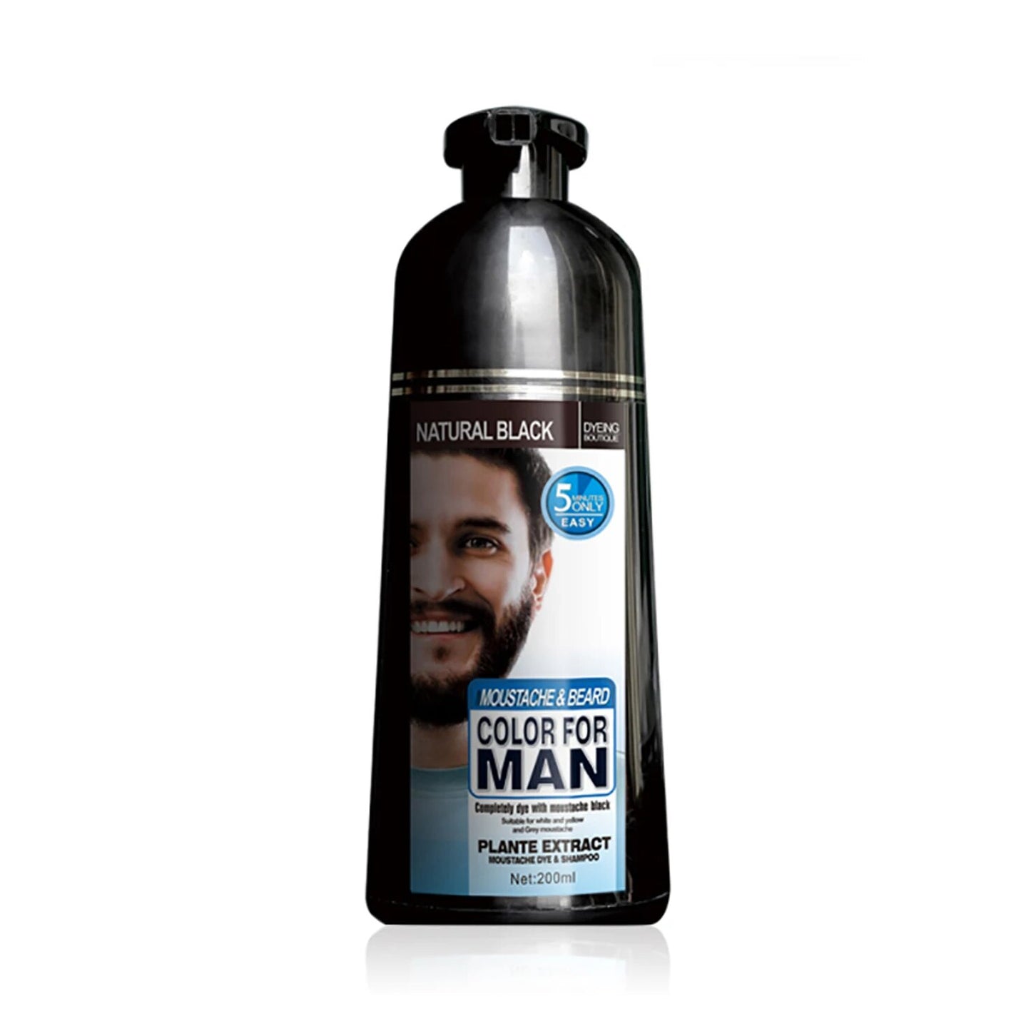 022-Natural Long Lasting 200ml Permanent Hair & Beard Dye Shampoo For Men